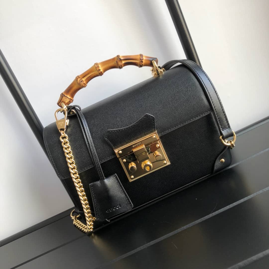 Best Replica Gucci Padlock GG Small Bamboo Shoulder Bag Replica Black 603221 - Colareps