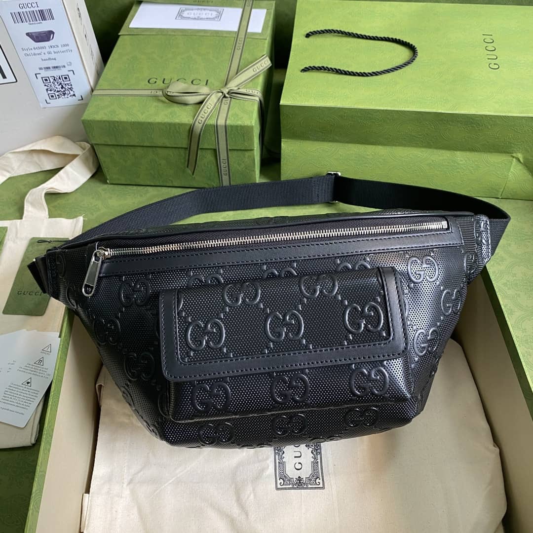 Best Replica Gucci GG Embossed Leather Belt Bag Bumbag Replica 645093 - Colareps