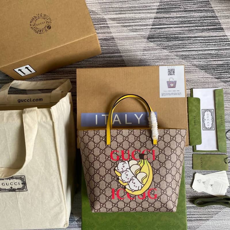 Best Replica Gucci Children GG Supreme Canvas Replica Tote Brown 410812 - Colareps