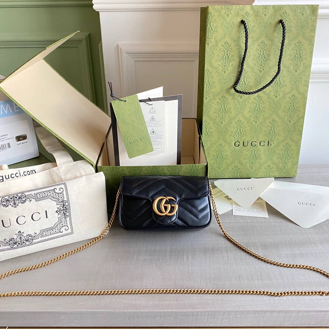 Best Replica Gucci GG Marmont Matelasse Leather Mini Shoulder Bag Replica Black 476433 - Colareps