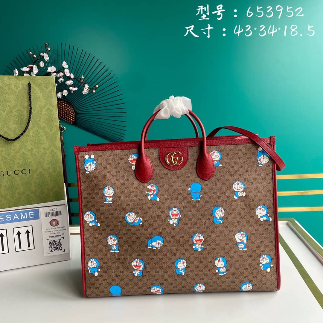 Best Replica Gucci GG Supreme Doraemon 2Way Mini Tote Replica 653952 - Colareps