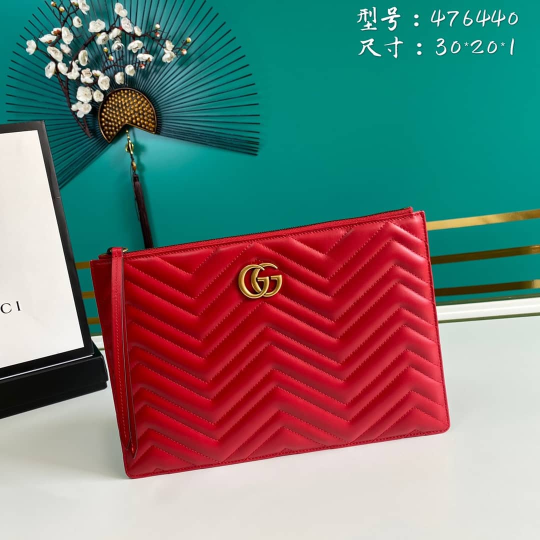Best Replica Gucci GG Marmont Leather Clutch Replica 476440 - Colareps