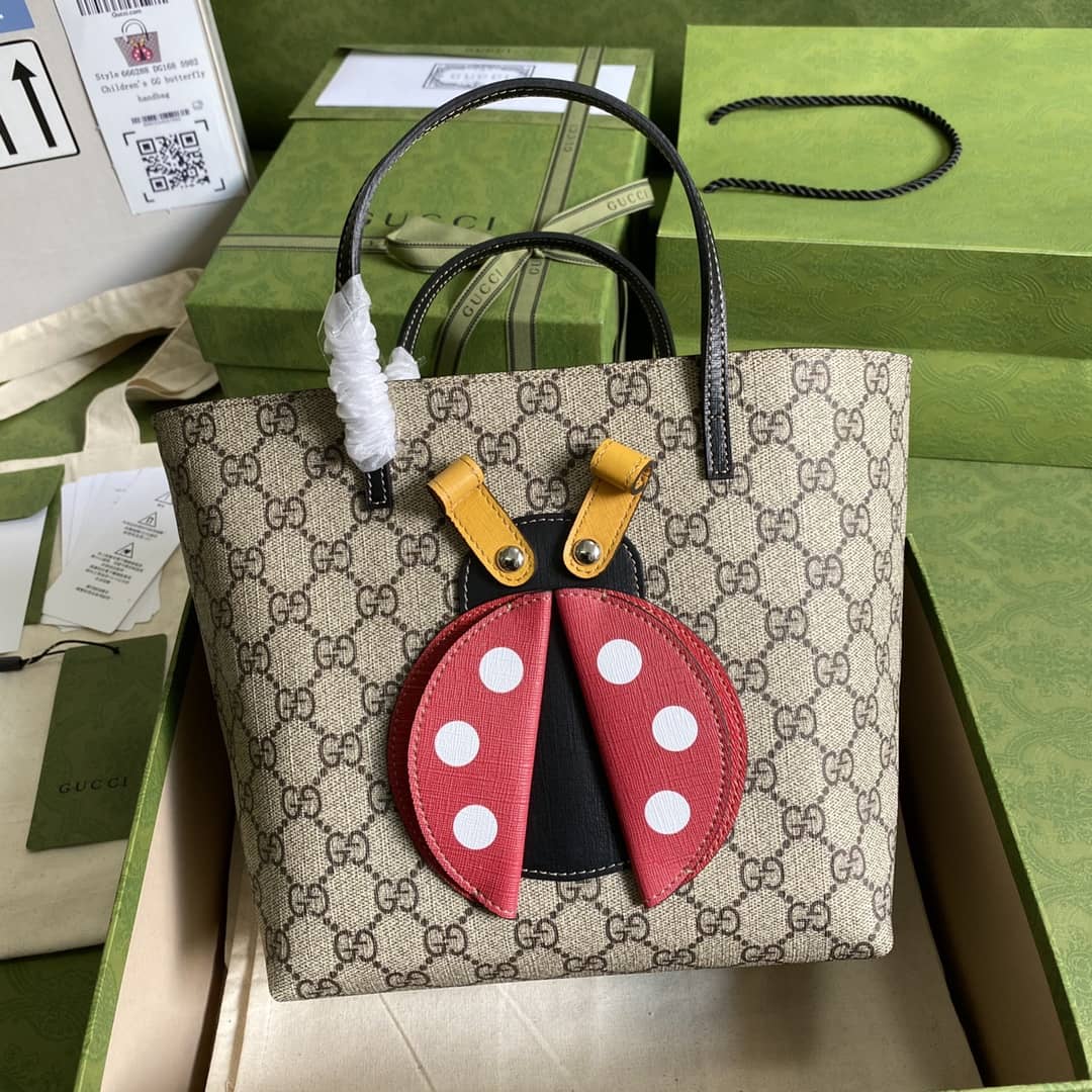 Best Replica Gucci GG Supreme Children Ladybug Canvas Tote Replica 666288 - Colareps