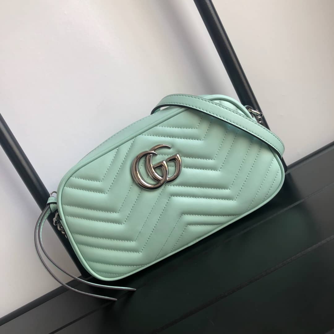 Best Replica Gucci GG Marmont Small Shoulder Handbag Camera Bag Replica Green 447632 - Colareps