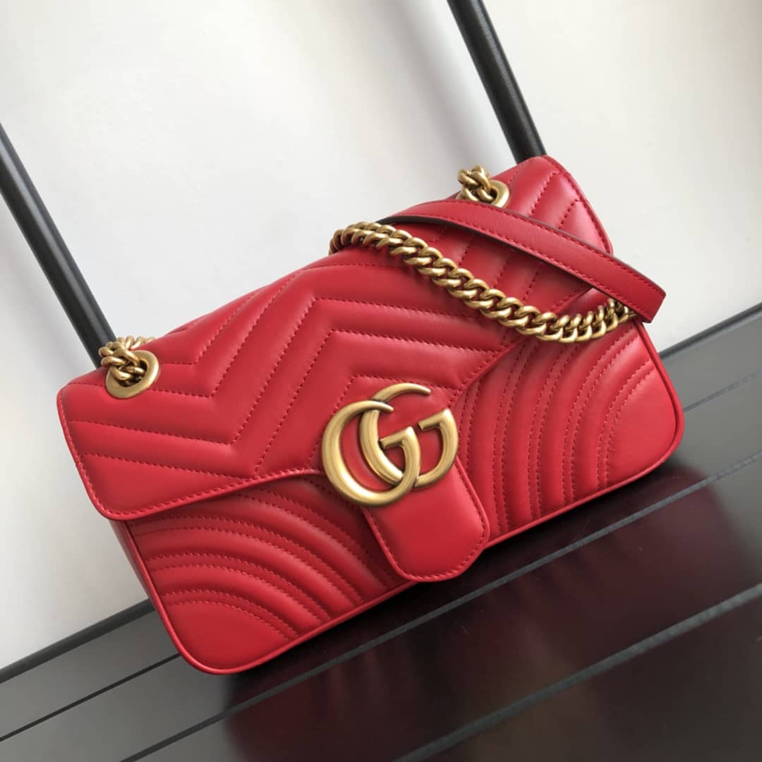 Best Replica Gucci GG Marmont Matelasse Shoulder Bag Replica Red 443497 - Colareps