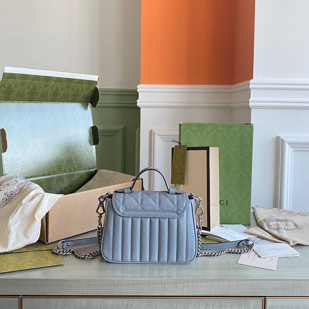 Best Replica Gucci GG Marmont Canvas Mini Top Handle Crossbody Bag 583571 Replica - Colareps