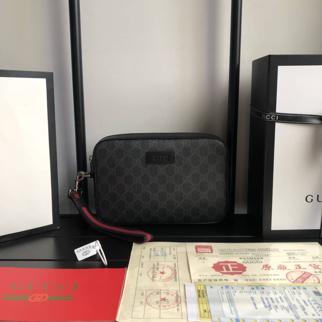 Best Replica Gucci GG Supreme Wash Bag Replica Black 495562 - Colareps