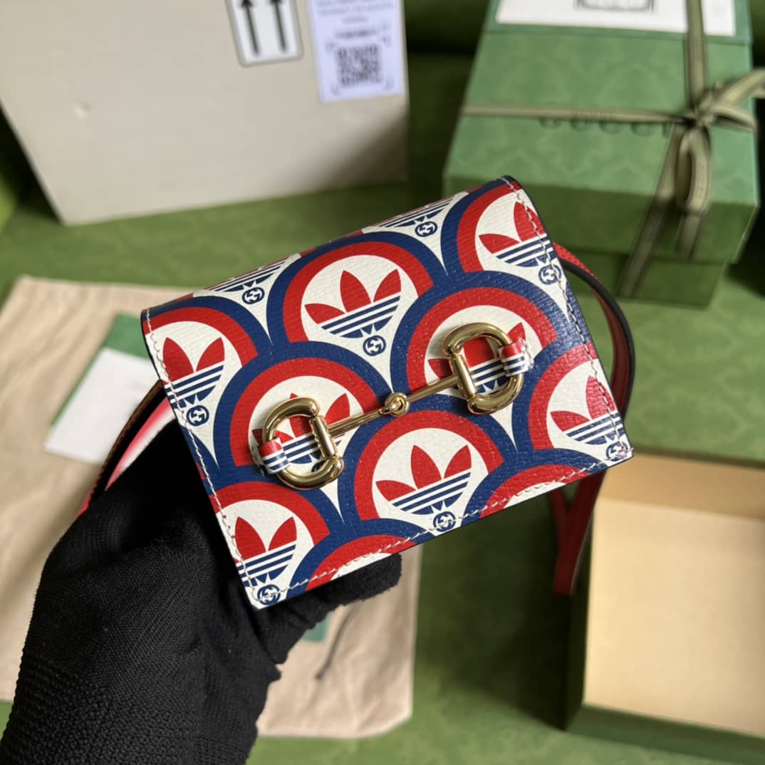 Best Replica Adidas x Gucci Card Case With Horsebit 702248 Replica Crossbody Bag - Colareps