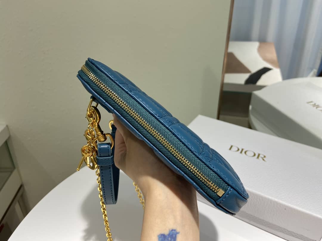 Best Replica Lady Dior Dupe Lambskin 18CM Phone Holder - Colareps