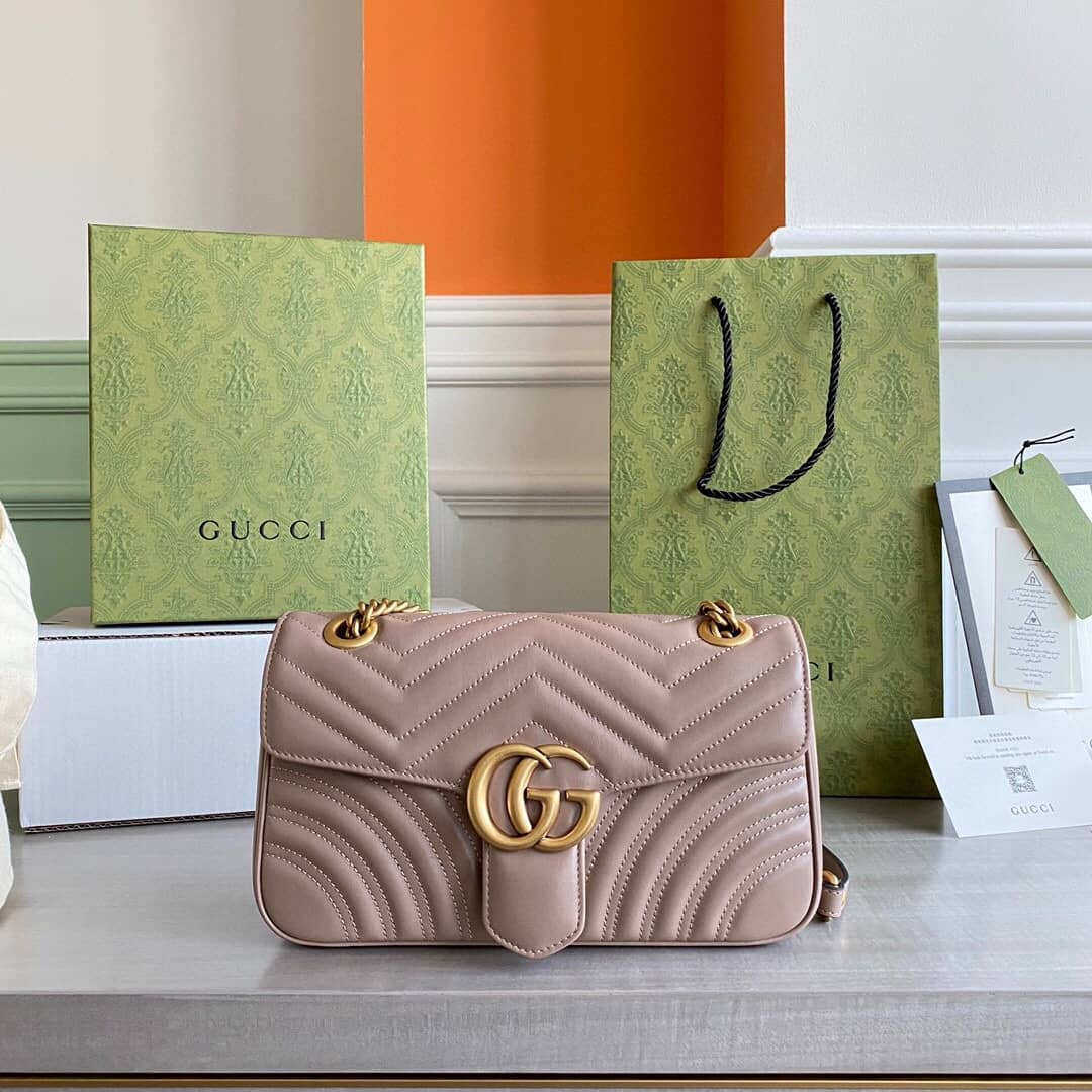 Best Replica Gucci GG Marmont Matelasse Shoulder Bag Replica Pink 443497 - Colareps