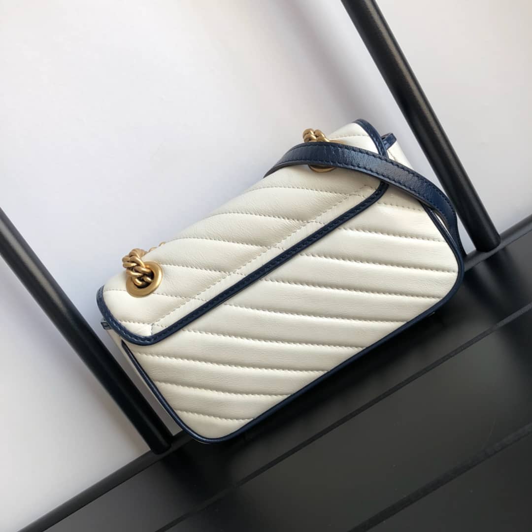 Best Replica Gucci GG Marmont Mini Matelasse Shoulder Bag Replica White 446744 - Colareps