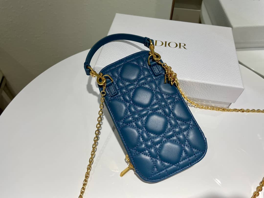 Best Replica Lady Dior Dupe Lambskin 18CM Phone Holder - Colareps
