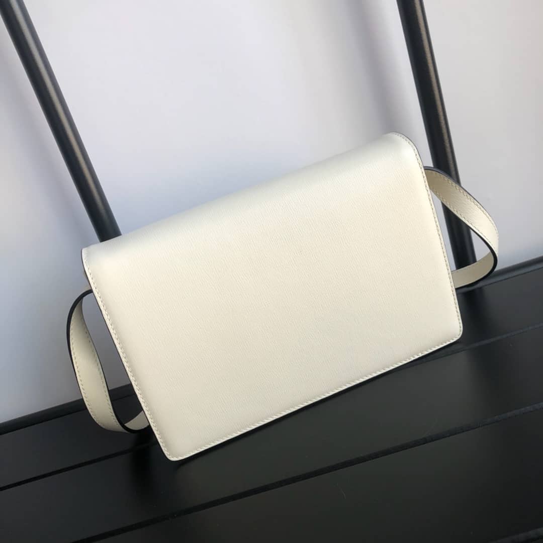Best Replica Gucci GG Ring Torchon Leather Shoulder Bag Replica White 589474 - Colareps