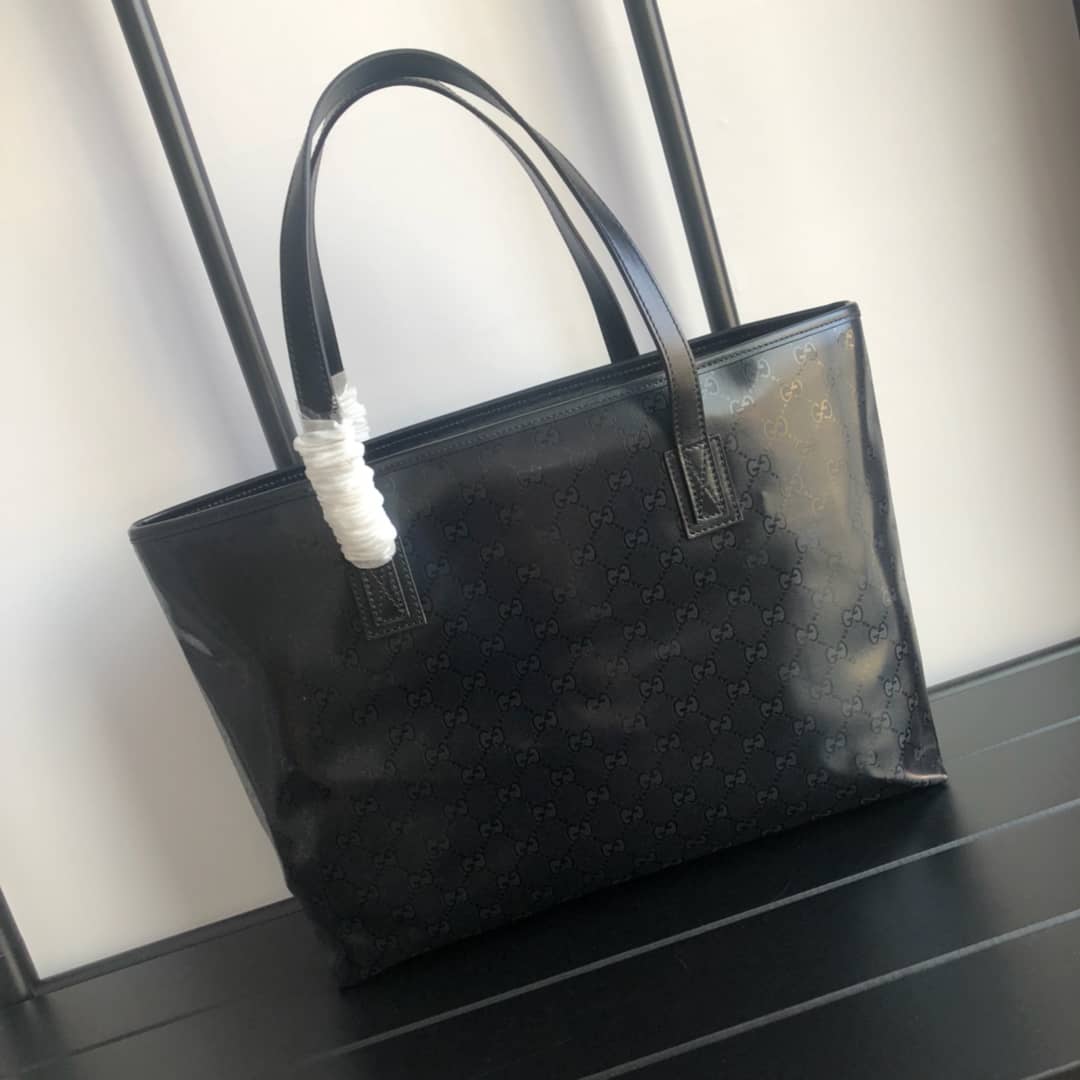 Best Replica Gucci GG Plus Large Zip Top PVC Replica Tote Black 211137 - Colareps