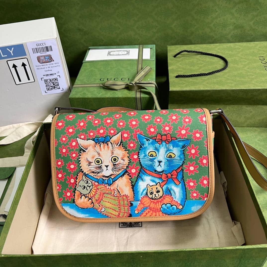 Best Replica Gucci Children Cat Print 664143 Replica Messenger Bag - Colareps