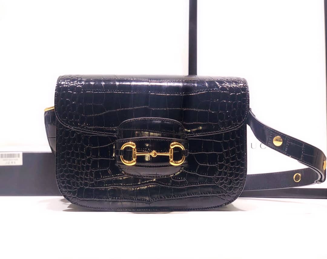 Best Replica Gucci Horsebit 1955 Shoulder Bag Replica Black 602204 - Colareps