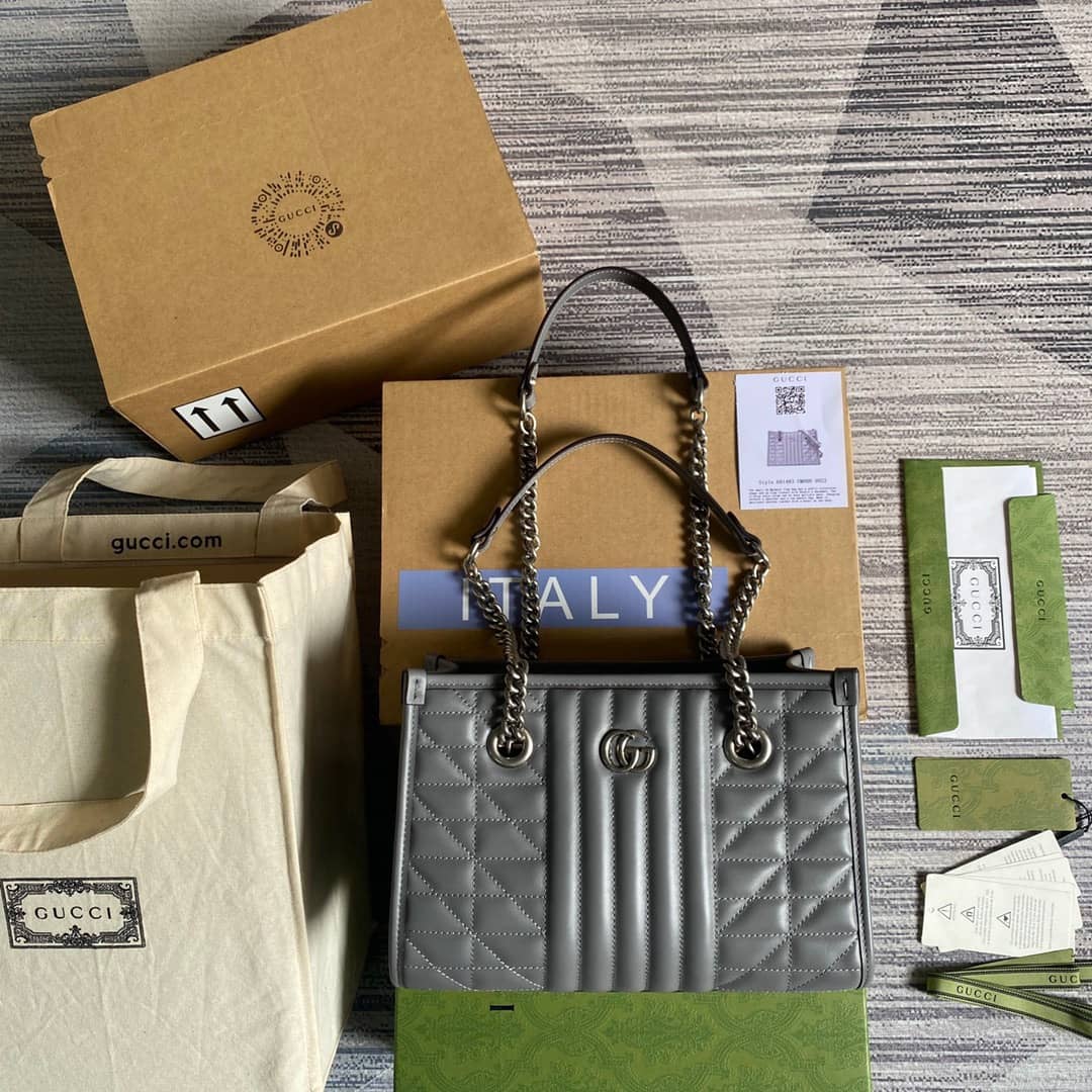 Best Replica Gucci GG Marmont Small Tote Bag Replica Gray 681483 - Colareps