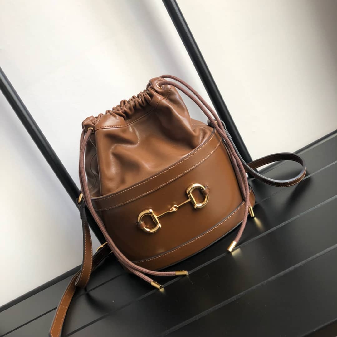 Best Replica Gucci 1955 Horsebit Shoulder Bucket Bag Replica 602118 - Colareps