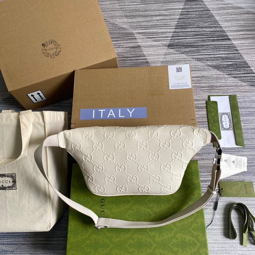 Best Replica Gucci GG Embossed Belt Bag Replica White 645093 - Colareps