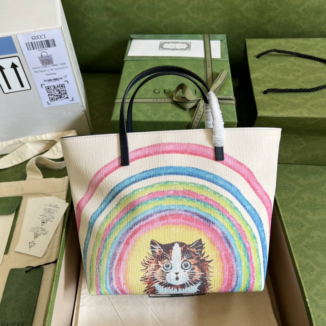 Best Replica Gucci Children Tote Cat Print 410812 Replica Bag - Colareps