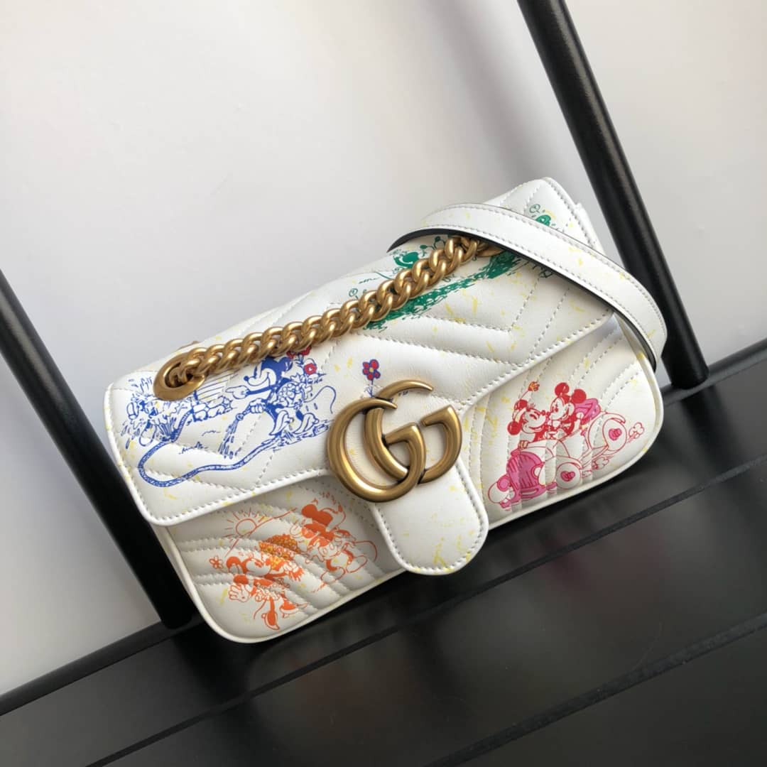 Best Replica Gucci GG Marmont Mini Matelasse Shoulder Bag Replica White 446744 - Colareps