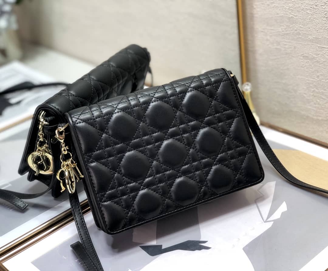Best Replica Lady Dior Dupe Cannage Calfskin Pouch - Colareps