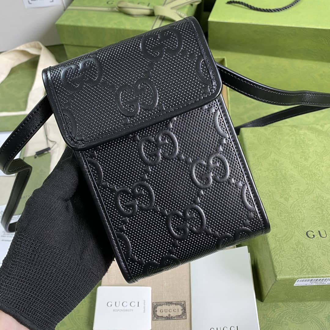 Best Replica Gucci GG Embossed Mini Phone Bag Replica 625571 - Colareps