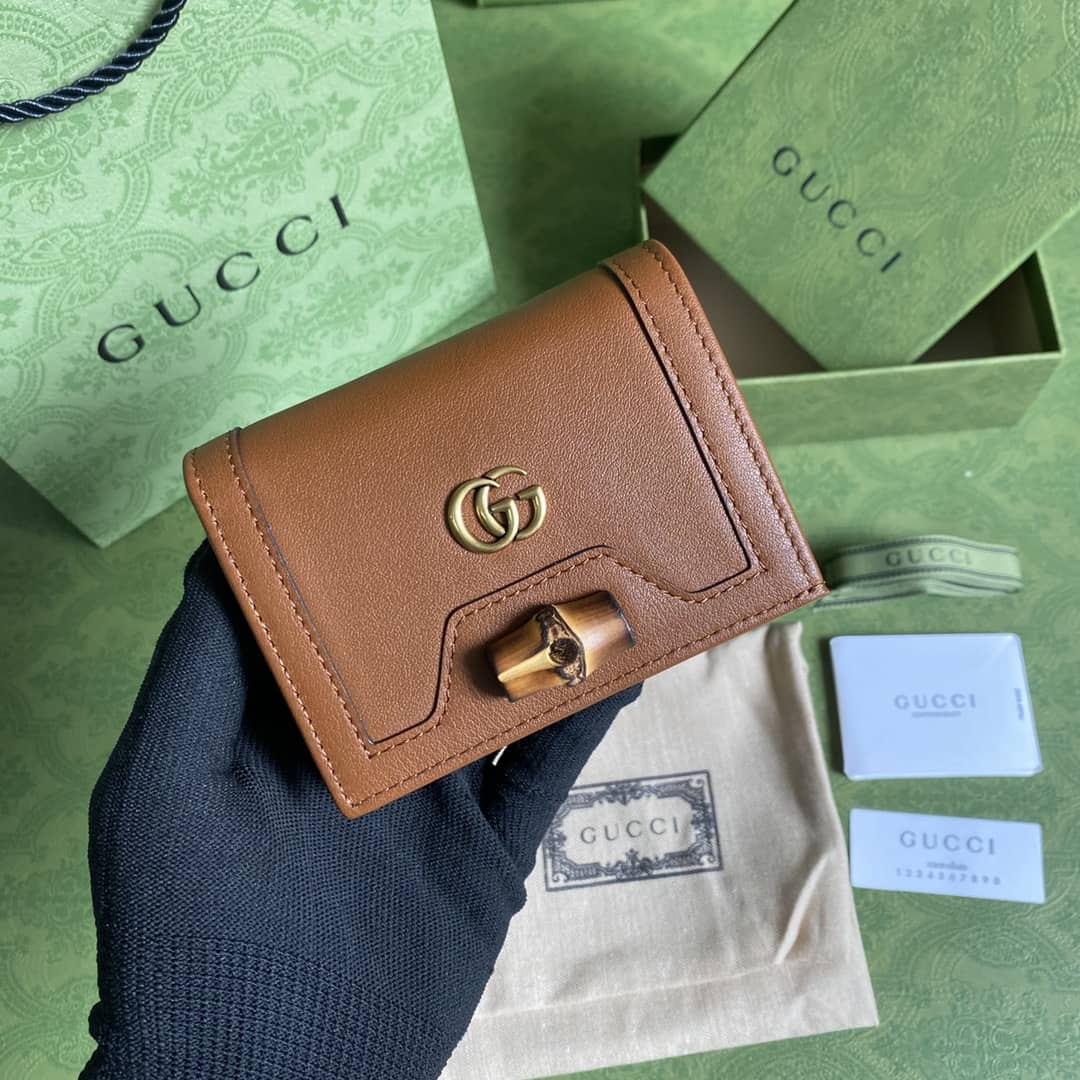 Best Replica Gucci Diana Leather Card Case Wallet Replica 658244 - Colareps