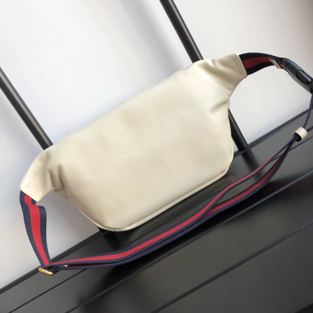Best Replica Gucci Print Leather Belt Waist Bum Bag Replica White 493869 - Colareps