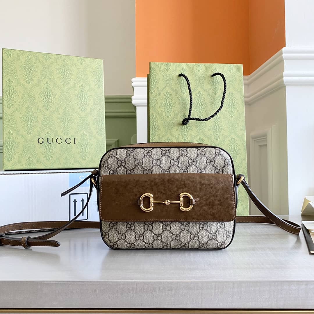 Best Replica Gucci Horsebit 1955 GG Crossbody Bag Replica Brown 645454 - Colareps