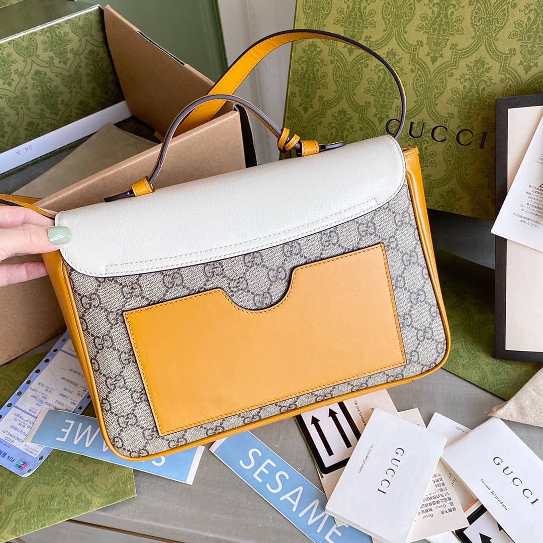 Best Replica Gucci Padlock Small GG Supreme Canvas Shoulder Bag Replica White 644527 - Colareps