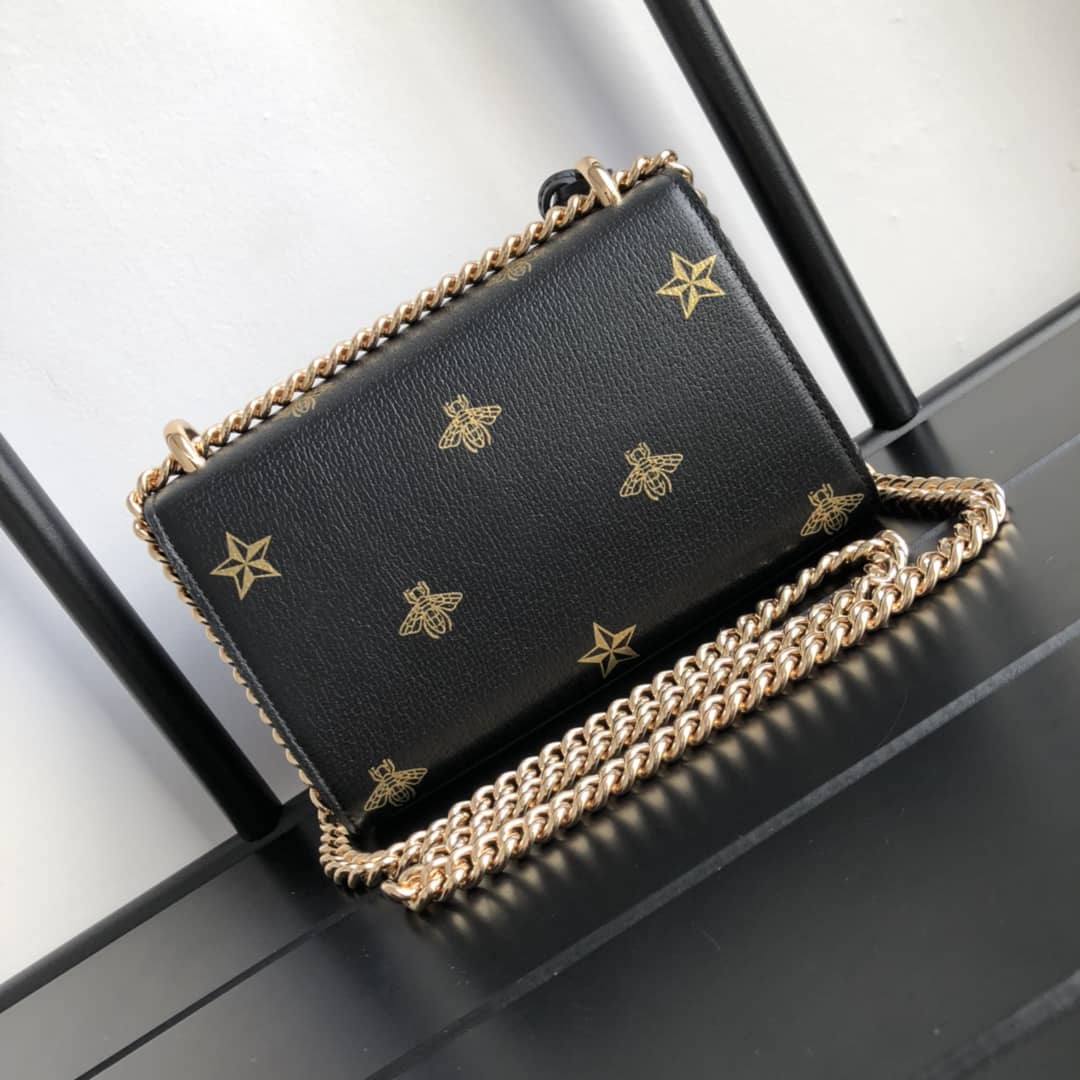 Best Replica Gucci Padlock Bee Star Small Shoulder Bag Replica Black 432182 - Colareps