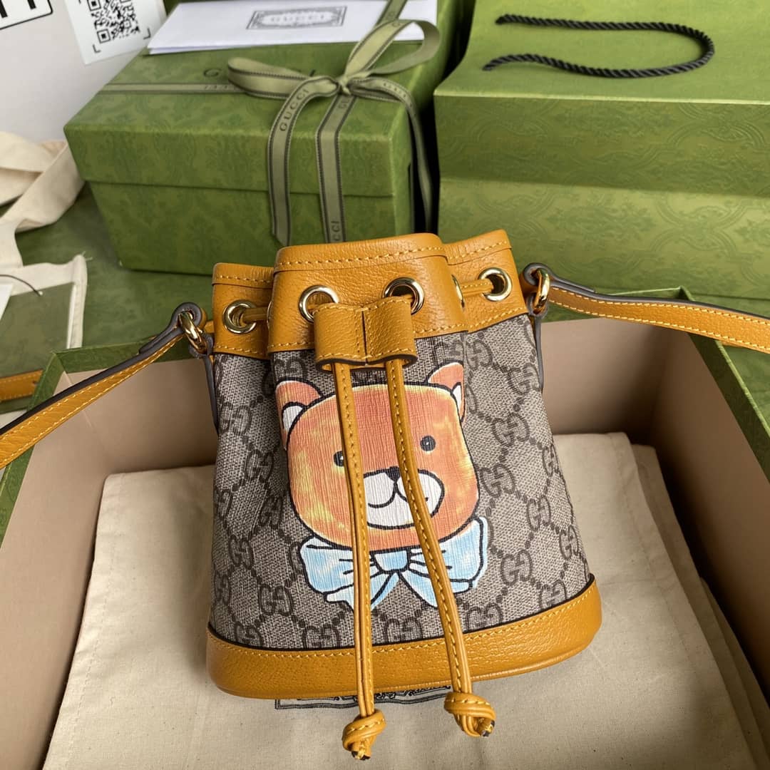 Best Replica Gucci Ophidia Logo GG Leather Bucket Bag Replica 660304 - Colareps