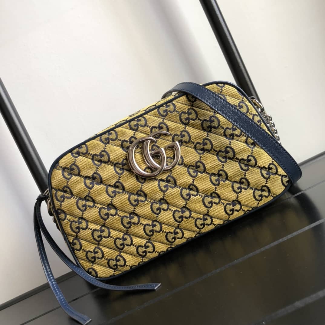 Best Replica Gucci GG Marmont Small Shoulder Handbag Camera Bag Replica Yellow 447632 - Colareps