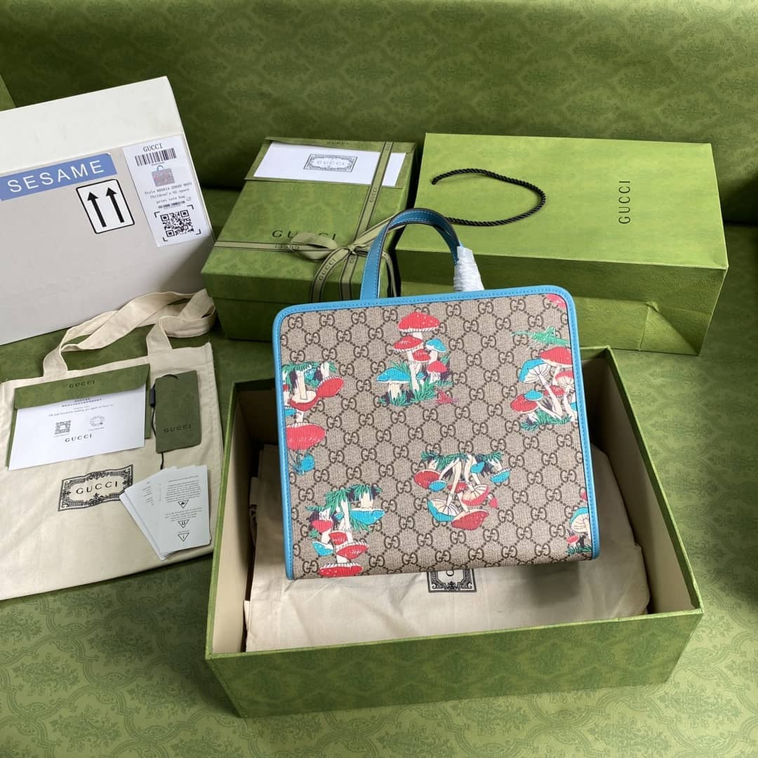 Best Replica Gucci Children Mushroom Print 605614 Replica Tote Bag - Colareps