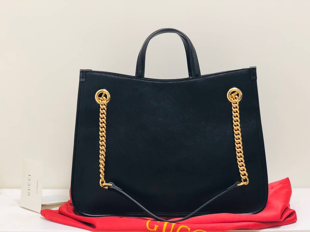Best Replica Gucci Horsebit 1955 Leather Tote Replica Black Red 621144 - Colareps