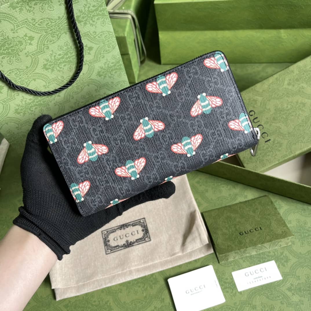 Best Replica Gucci PVC Bee Zip Long Wallet Replica 451273 - Colareps