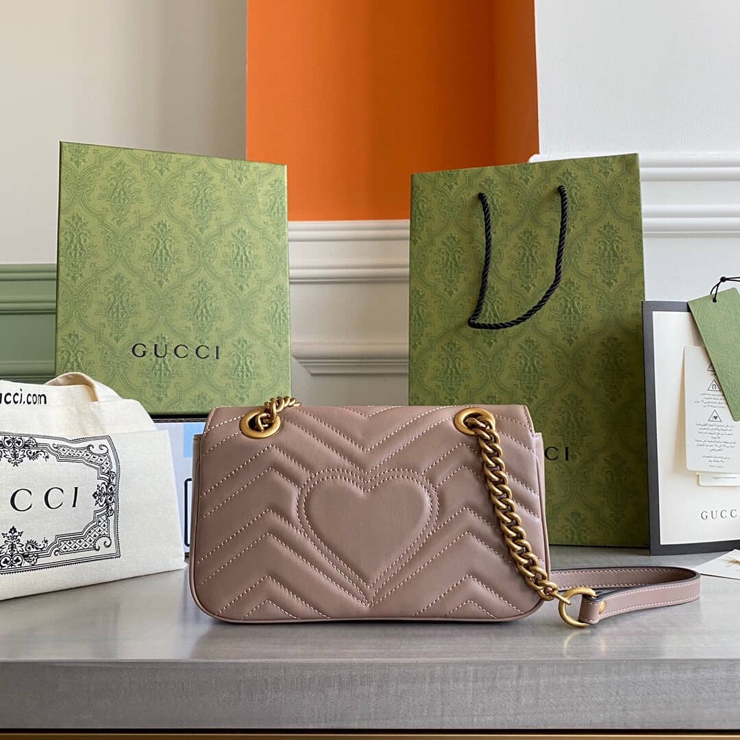 Best Replica Gucci GG Marmont Mini Matelasse Shoulder Bag Replica Khaki 446744 - Colareps