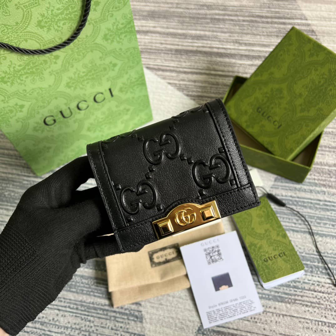 Best Replica Gucci GG Card Case Wallet Black 676150 Replica - Colareps
