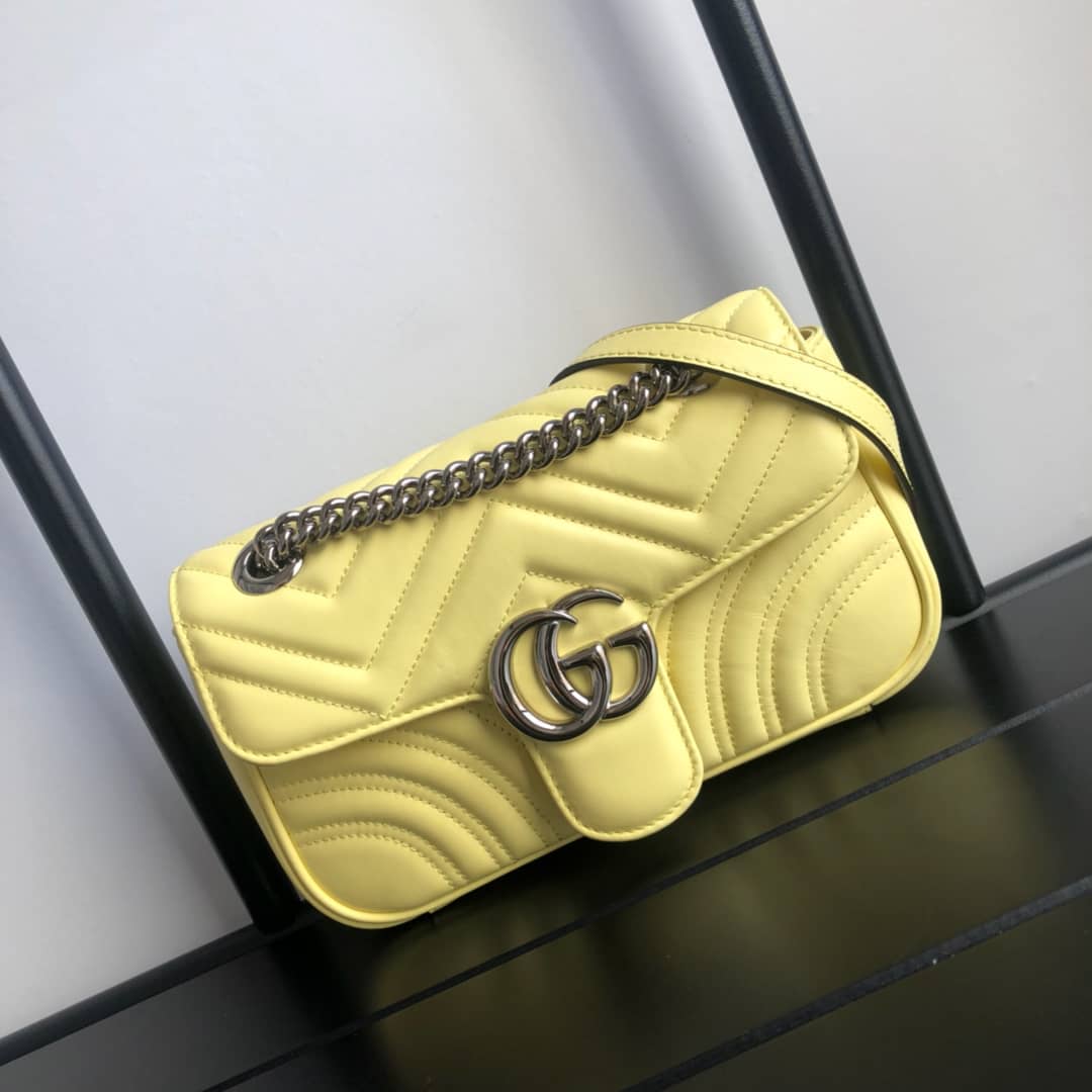 Best Replica Gucci GG Marmont Mini Matelasse Shoulder Bag Replica Yellow 446744 - Colareps