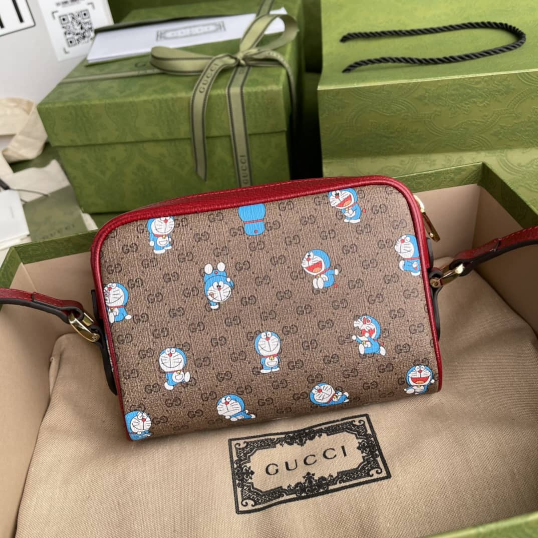 Best Replica Gucci Doraemon GG Supreme Mini Shoulder Bag Replica 647784 - Colareps