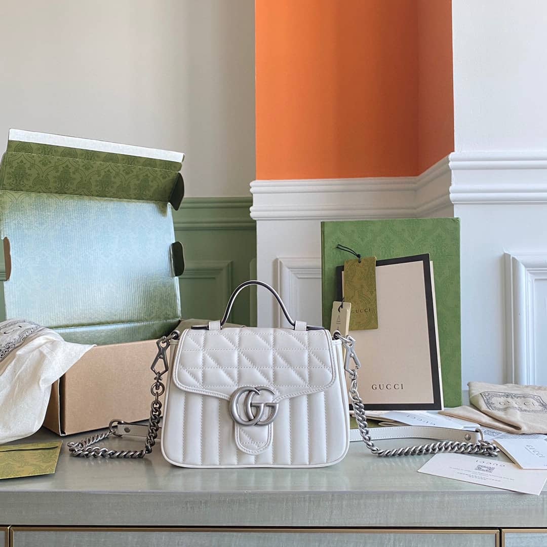 Best Replica Gucci GG Marmont Canvas Mini Top Handle Crossbody Bag 583571 Replica - Colareps