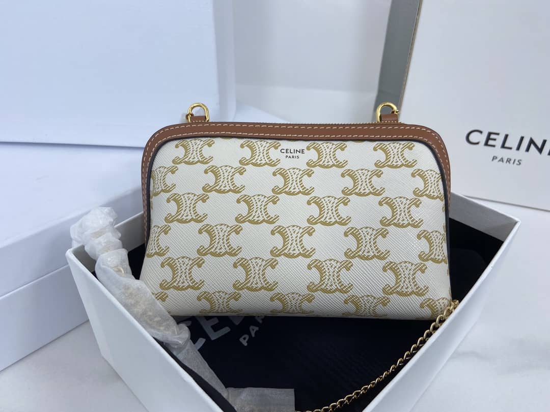 Best Replica Celine Bag Dupe Triomphe Canvas Lambskin Chain Replica Clutch - Colareps