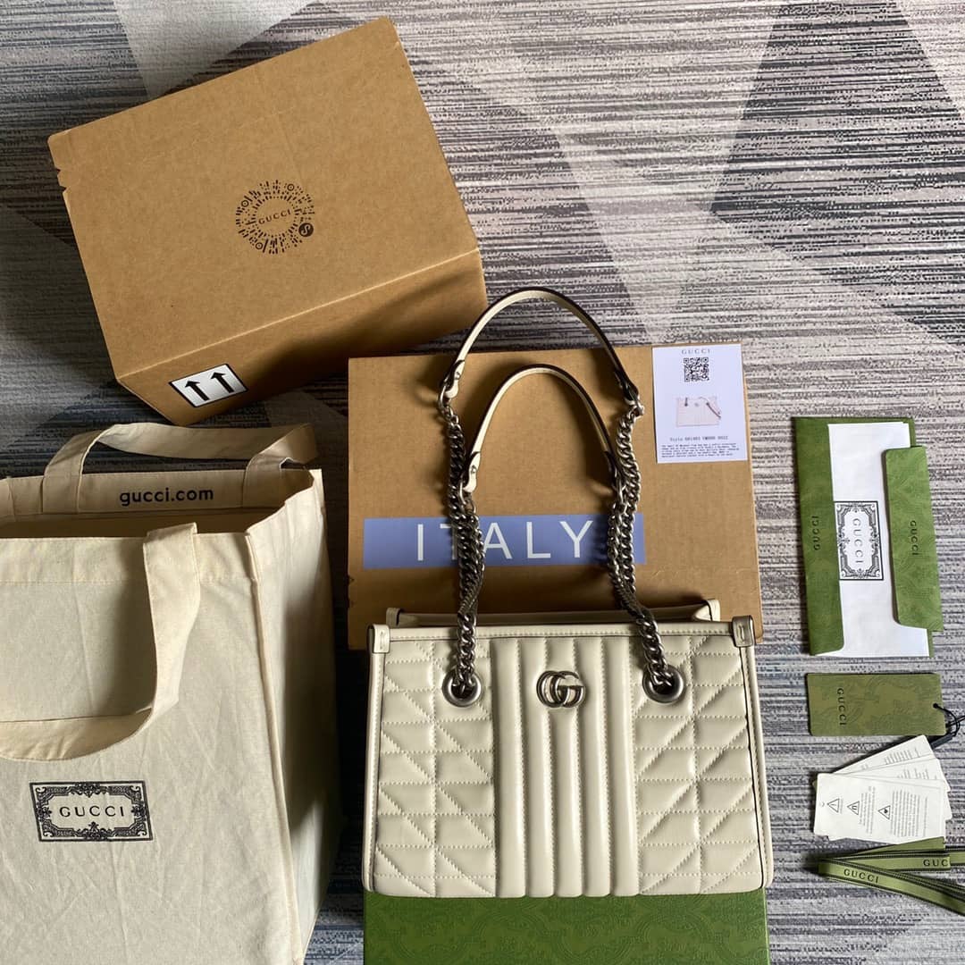 Best Replica Gucci GG Marmont Small Tote Bag Replica White 681483 - Colareps