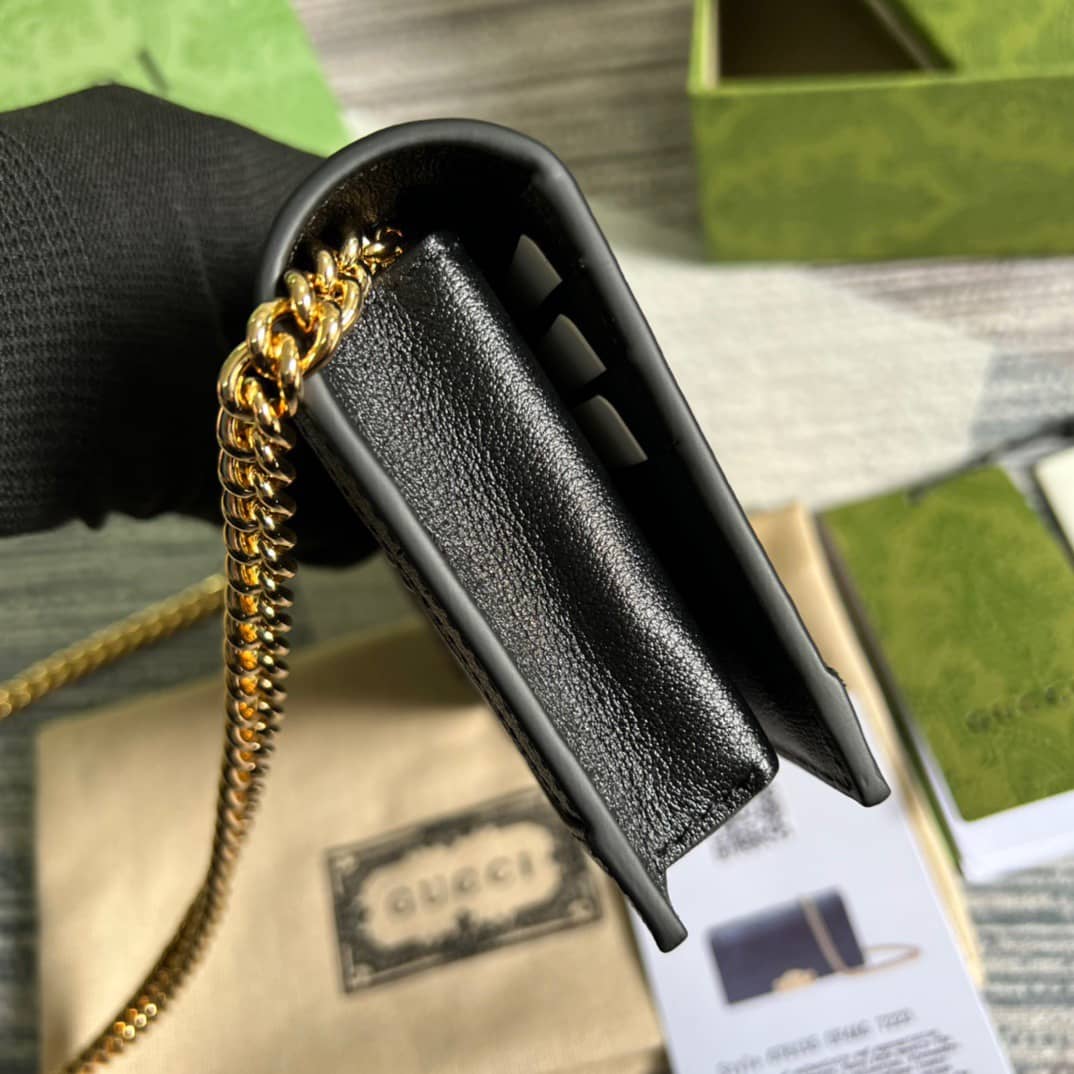 Best Replica Gucci GG Wallet With Chain Black 676155 Replica - Colareps