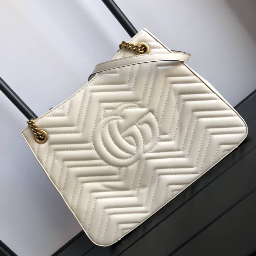 Best Replica Gucci GG Marmont Chain Shoulder Bag Replica White 453569 - Colareps
