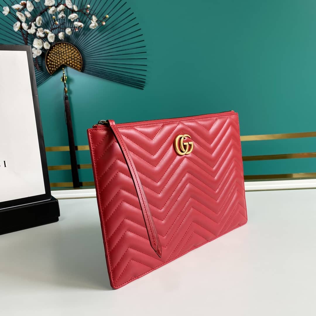Best Replica Gucci GG Marmont Leather Clutch Replica 476440 - Colareps