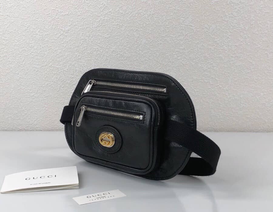 Best Replica Gucci Soft Leather Belt Bag Replica Black 575857 - Colareps