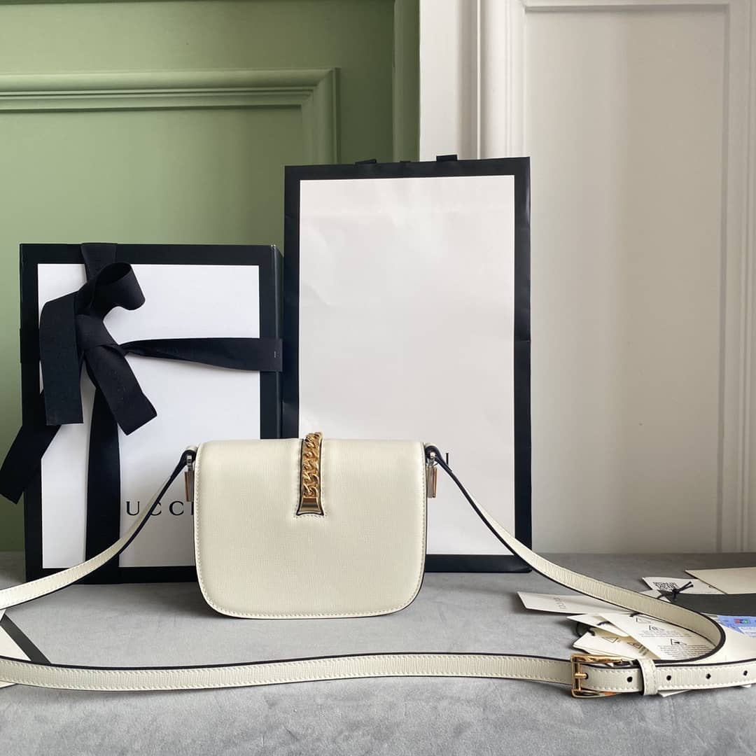 Best Replica Gucci Ladies Mini Sylvie Shoulder Bag Replica White 615965 - Colareps