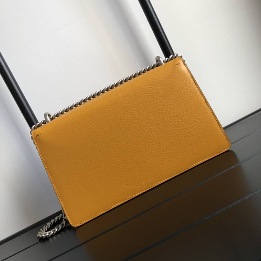 Best Replica Gucci GG Supreme Dionysus Chain Shoulder Bag Replica White Yellow 400249 - Colareps